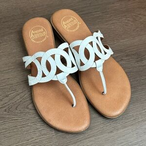 Andre Assous White and Tan Sandals